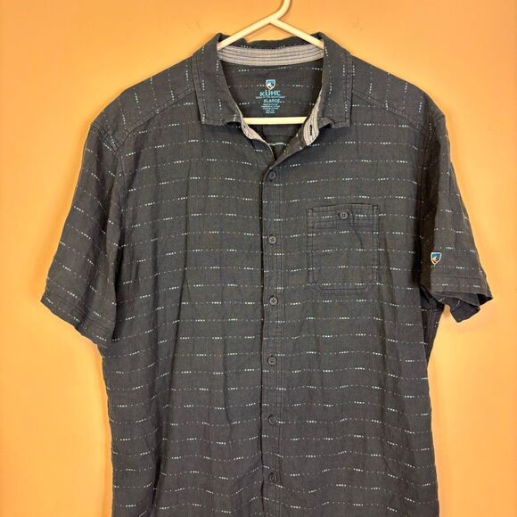 Kuhl Blue Striped Linen & Cotton Blend Collared Button Down Shirt Men's XL - Picture 3 of 7